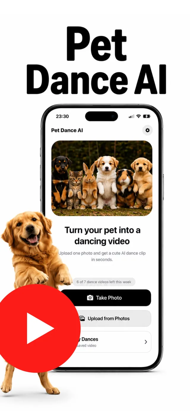 Pet Dance AI home screen